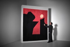 Unique XL artist tapestry by Émile Gilioli "Noir, rouge et Blanc", ca. 1970