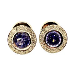 Boucles d'oreilles uniques Yard New York avec tanzanites violettes de 4,50ct et brillants de 1,00ct