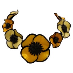 Unique Yellow and Black Pop Art Jumbo Poppy Statement Necklace