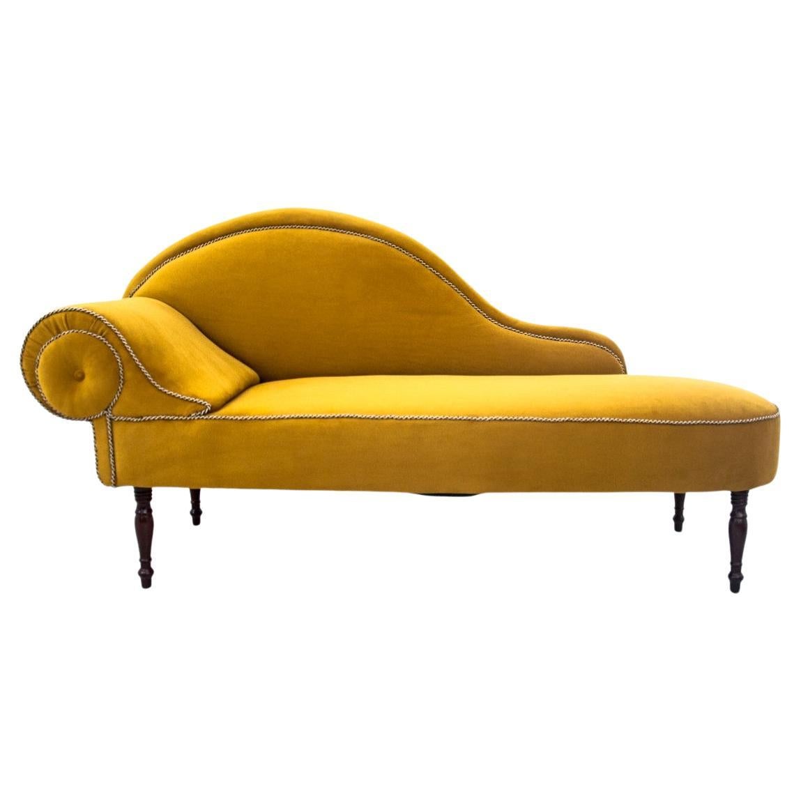 Unique yellow chaise longue, Northern Europe, circa 1900