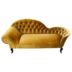 Antique Unique yellow chaise longue, Northern Europe, circa 1920.