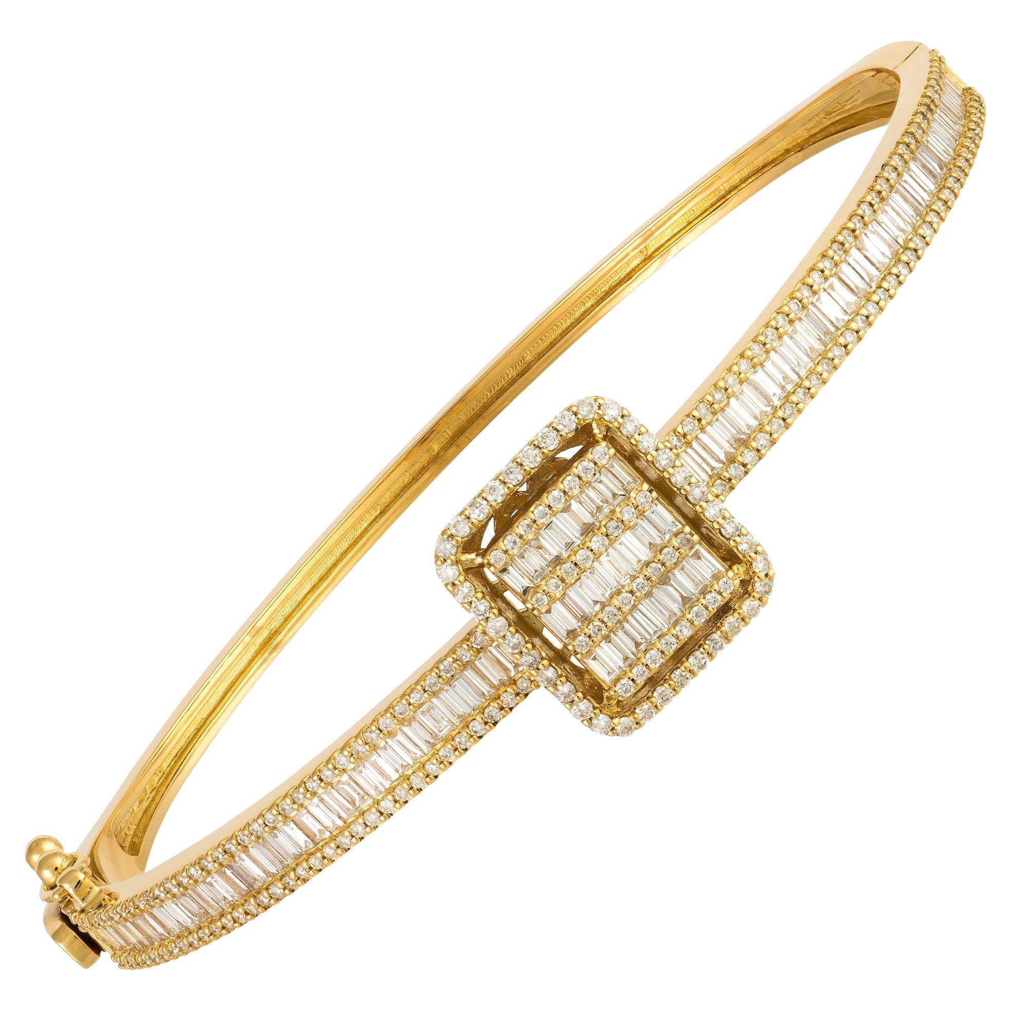 Unique Yellow Gold 18K Bangle Bracelet Diamond 18K for Her