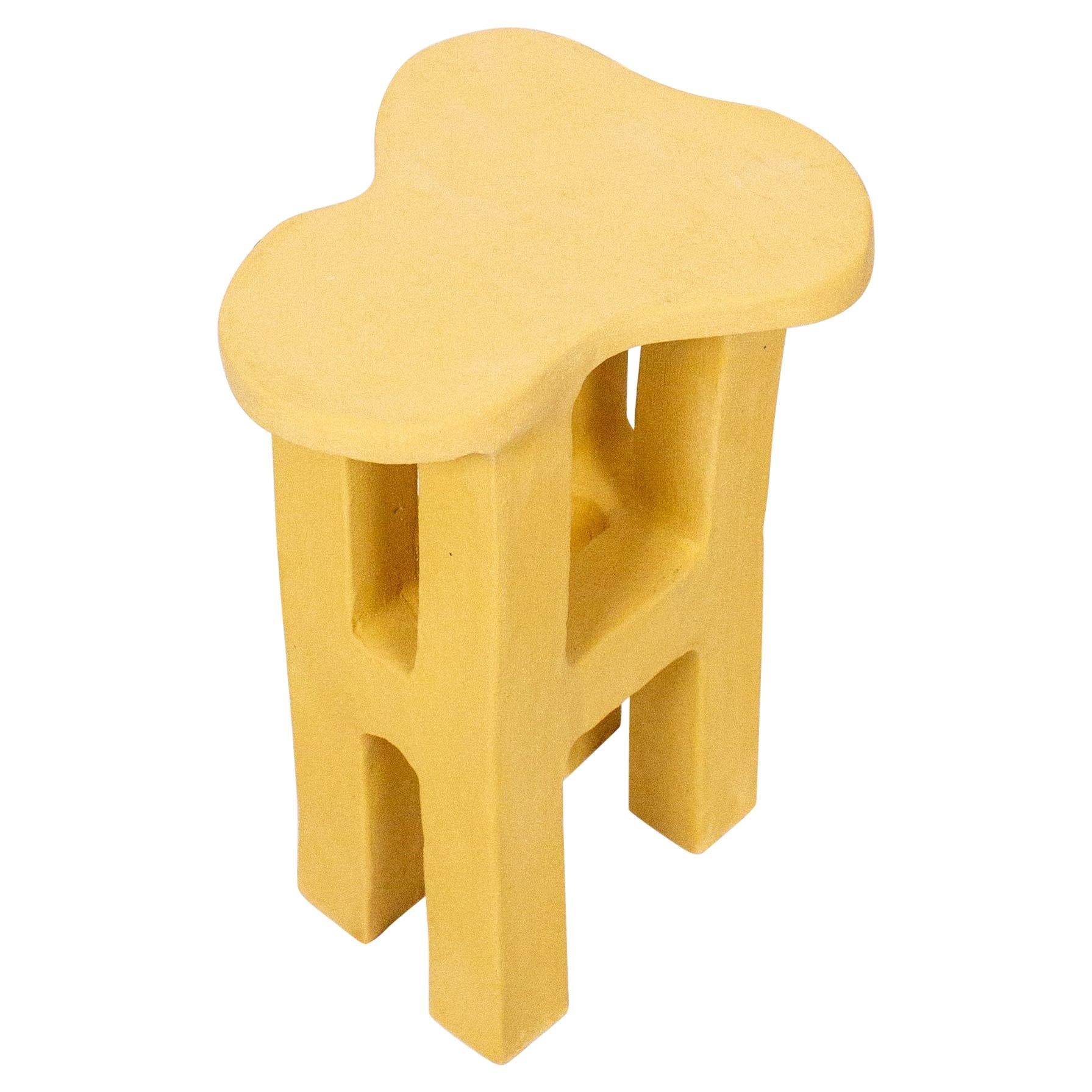 Unique Yellow Stoneware Splash 9 Stool 25 by Mesut Öztürk For Sale