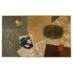 Unique Yutaka Ohashi Abstract Collage Painting on Canvas "Nowaki" Signed 
Dated