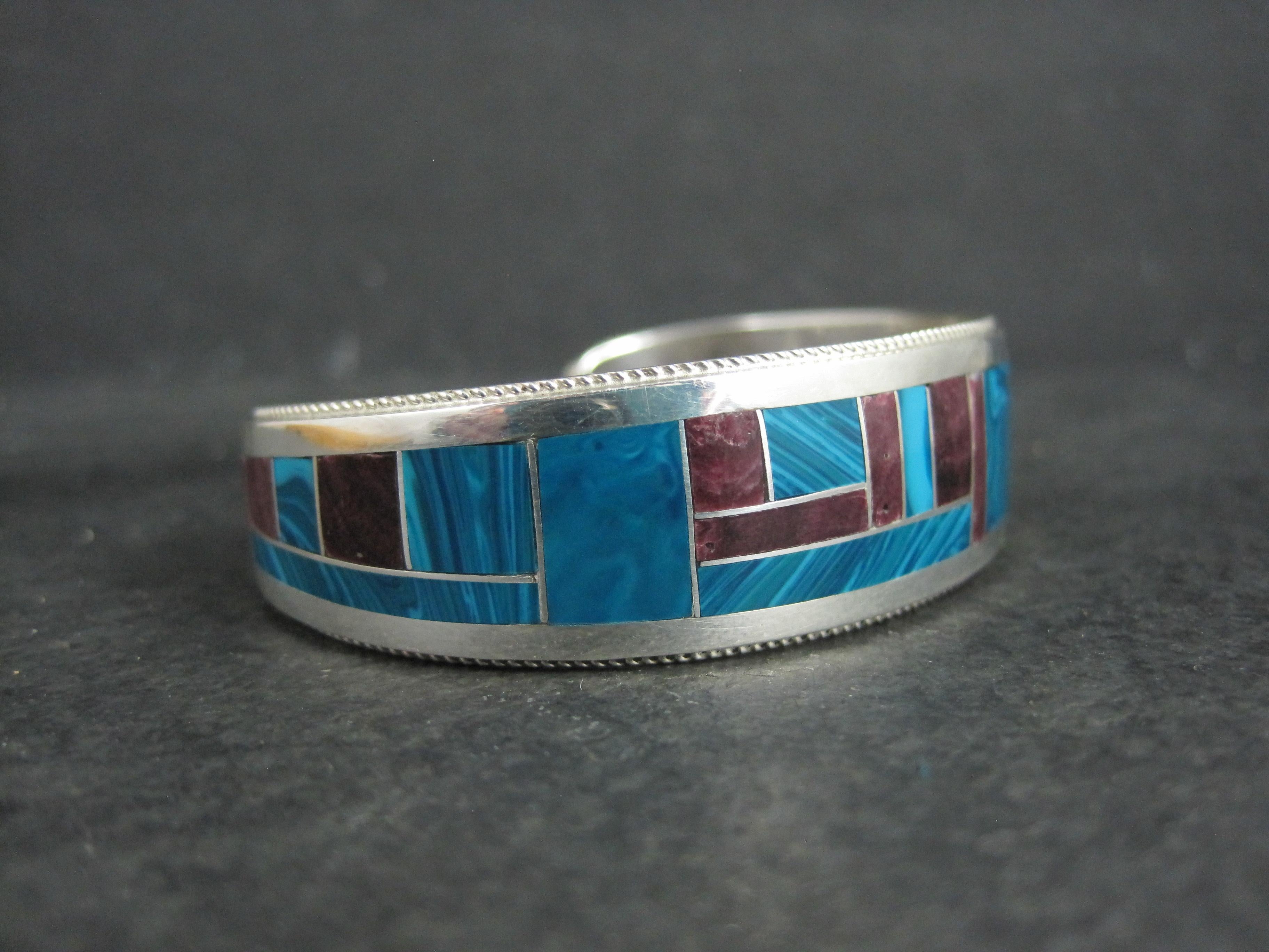 Taille mixte Bracelet manchette unique de Zuni avec incrustation de chrysocolle et d'huîtres épineuses 6