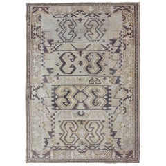 Uniquely Designed Oushak Rug in Taupe and Purple-Gray