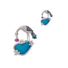 Sophia D, 12.89 Carat Opal Bird Brooch with Diamonds and Gemstones