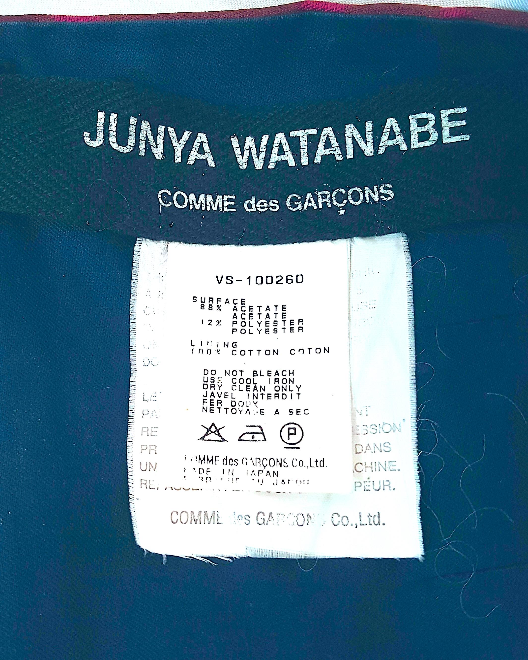 JunyaWantanabe 1996 Convertible Draped RedRoseJacquard & NavyCotton Skirt Cape For Sale 7