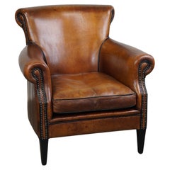 Uniquely finished sheep leather armchair with a great appearance