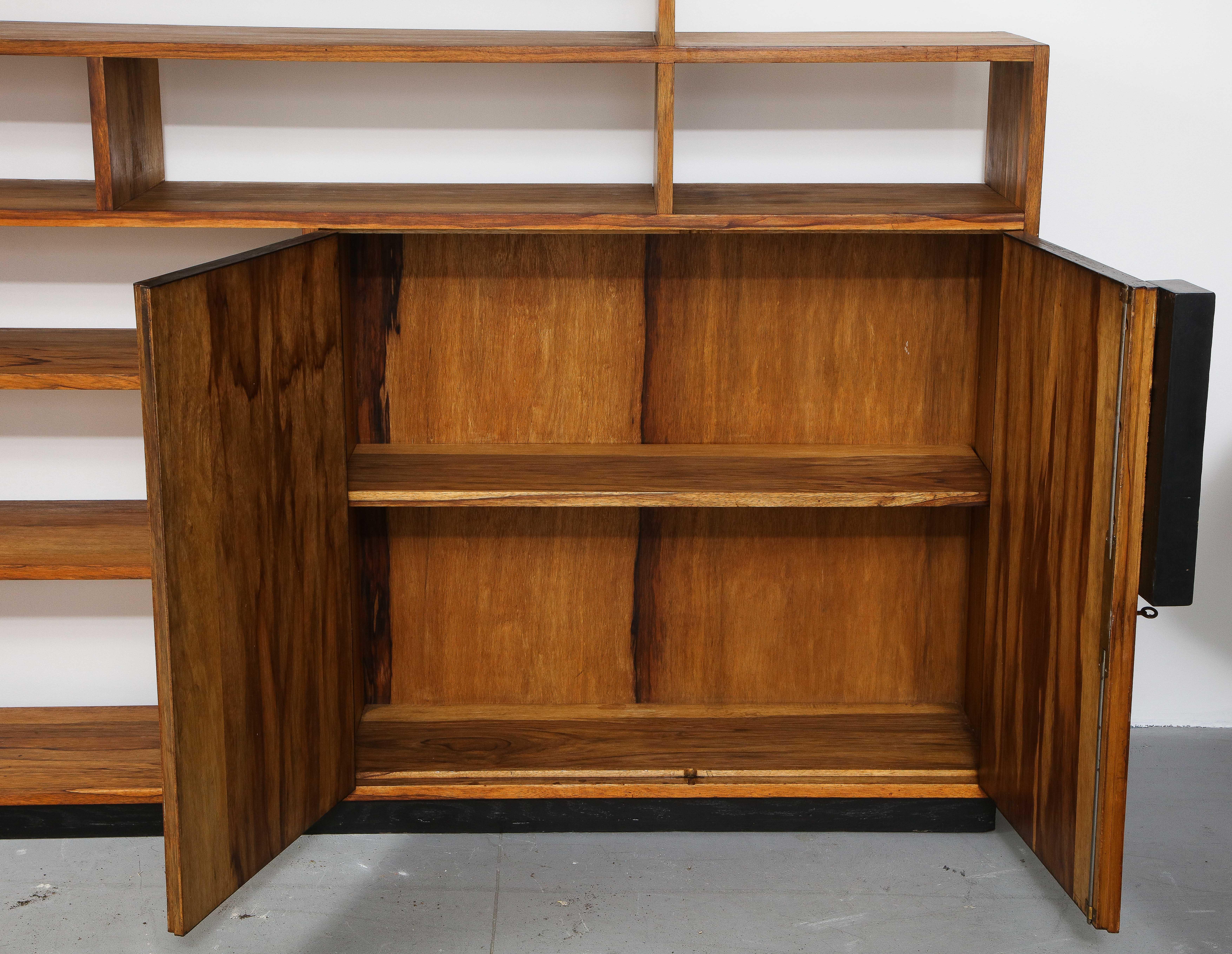 Uniquely Hand-Crafted Solid Wood Bookcase & Cabinet, Brussels, Belgium, 1940 In Good Condition In Brooklyn, NY