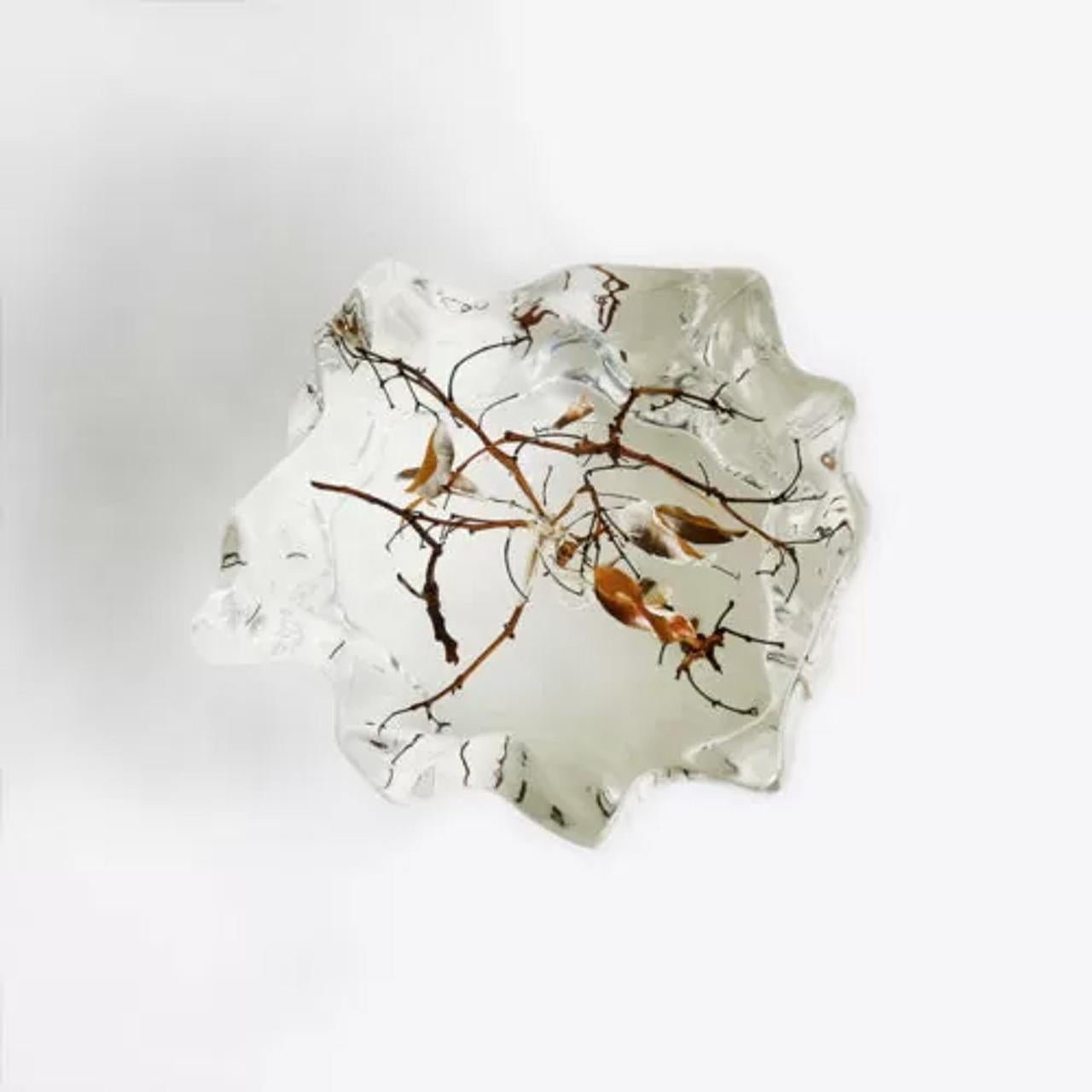 Art déco Piédestal d'exposition en cristal de forme unique avec branches en vente
