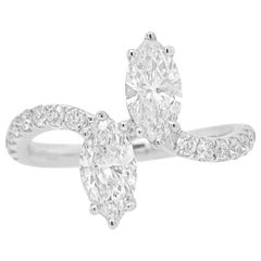 Uniquely styled Ring with certified marquise shaped Natural white diamonds