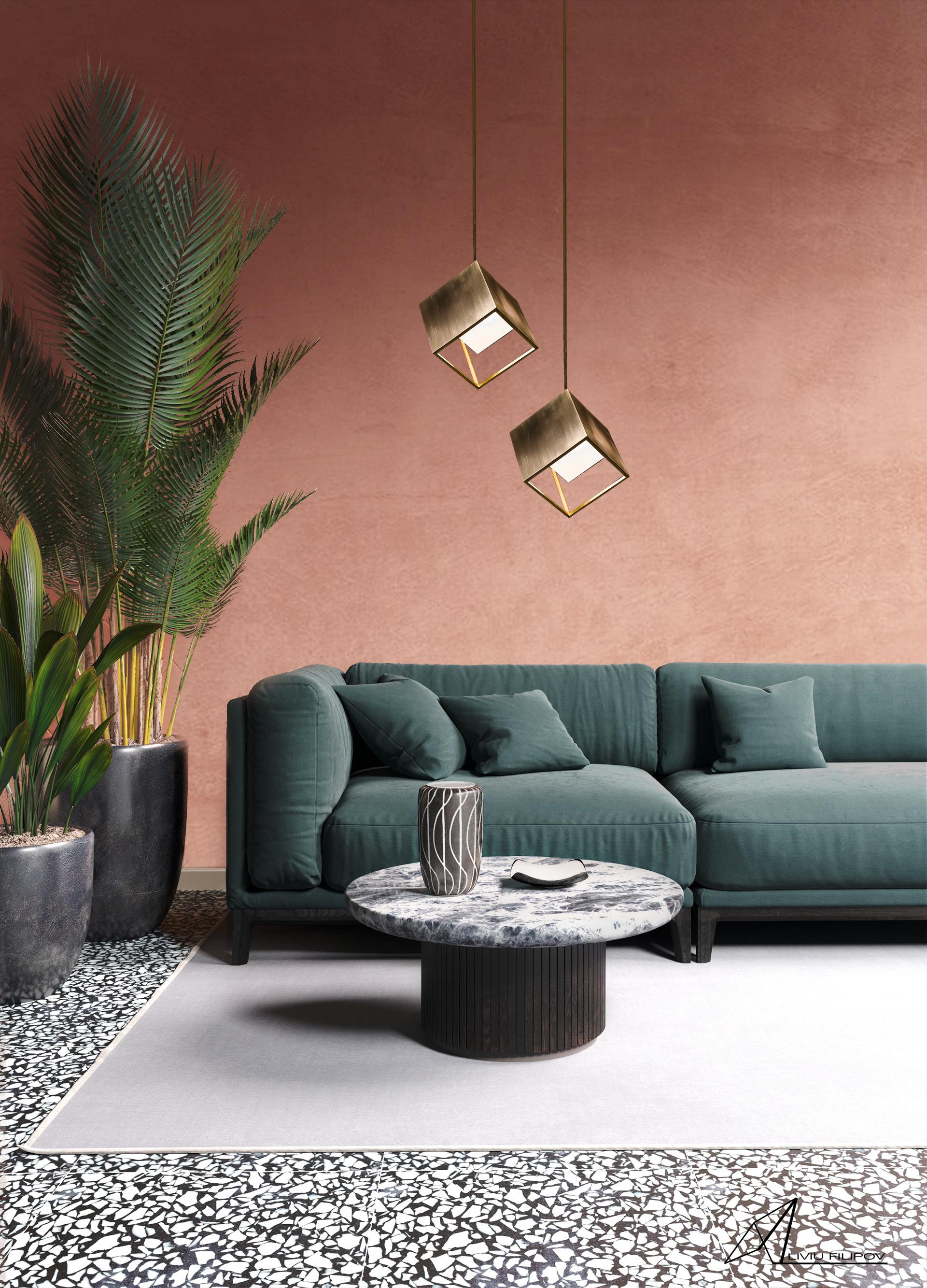 Brushed Unis Pendant Lighting Brass by Diaphan Studio, Represented by Tuleste Factory For Sale