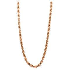 Unisex 10K Rose Gold Rope Link Chain Necklace