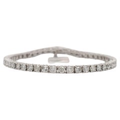 Bracelet tennis unisexe en or blanc 10 carats et diamants