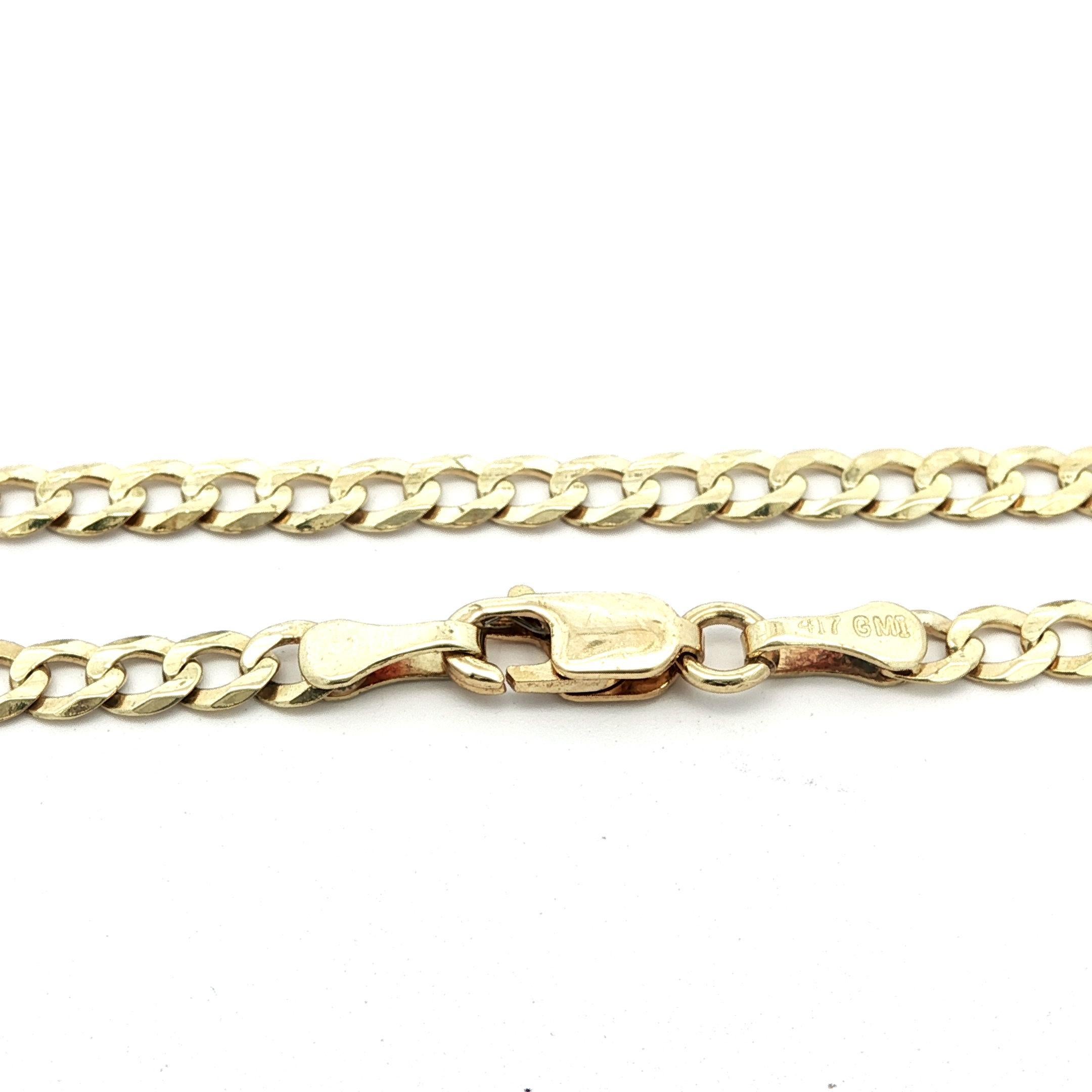 Materiale: Oro giallo massiccio 10k
Peso: 5.7 grammi 
Tipo: A Link con taglio a diamante piatto da 3mm
Lunghezza: 22