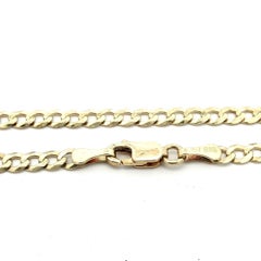 Unisex 10k Yellow Gold 3mm 22" Flat Diamond Cut Curb Cuban Link Chain Necklace