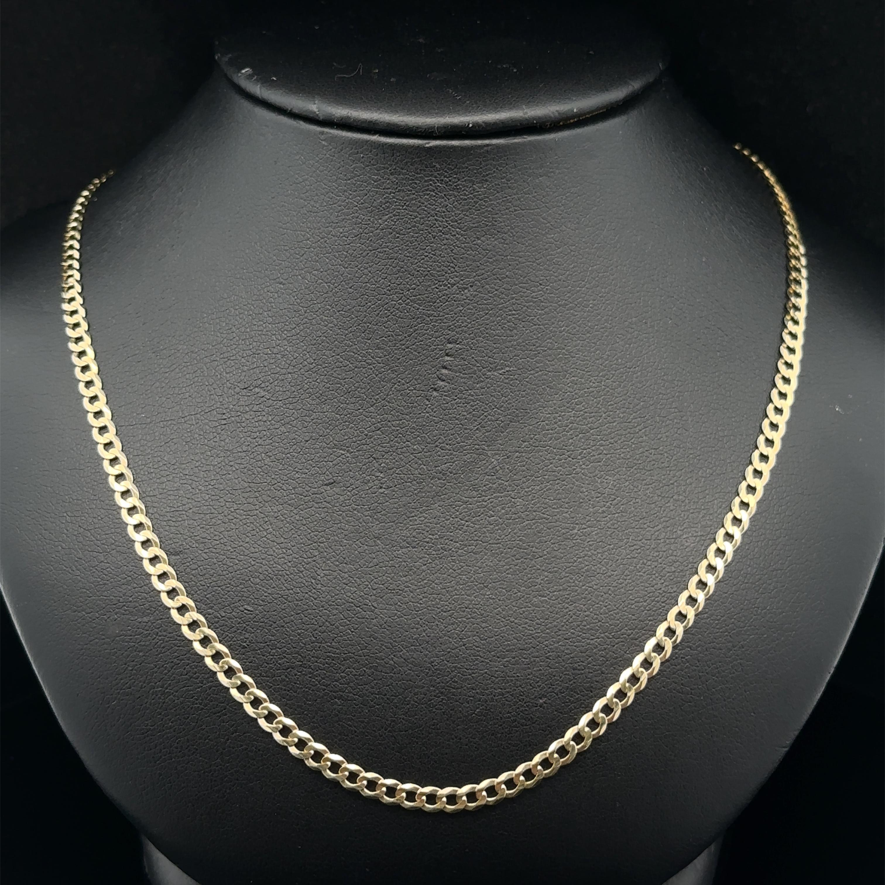 Collana a catena cubana unisex in oro giallo 10k con taglio diamante piatto da 3 mm e 22 pollici A Link in vendita 1