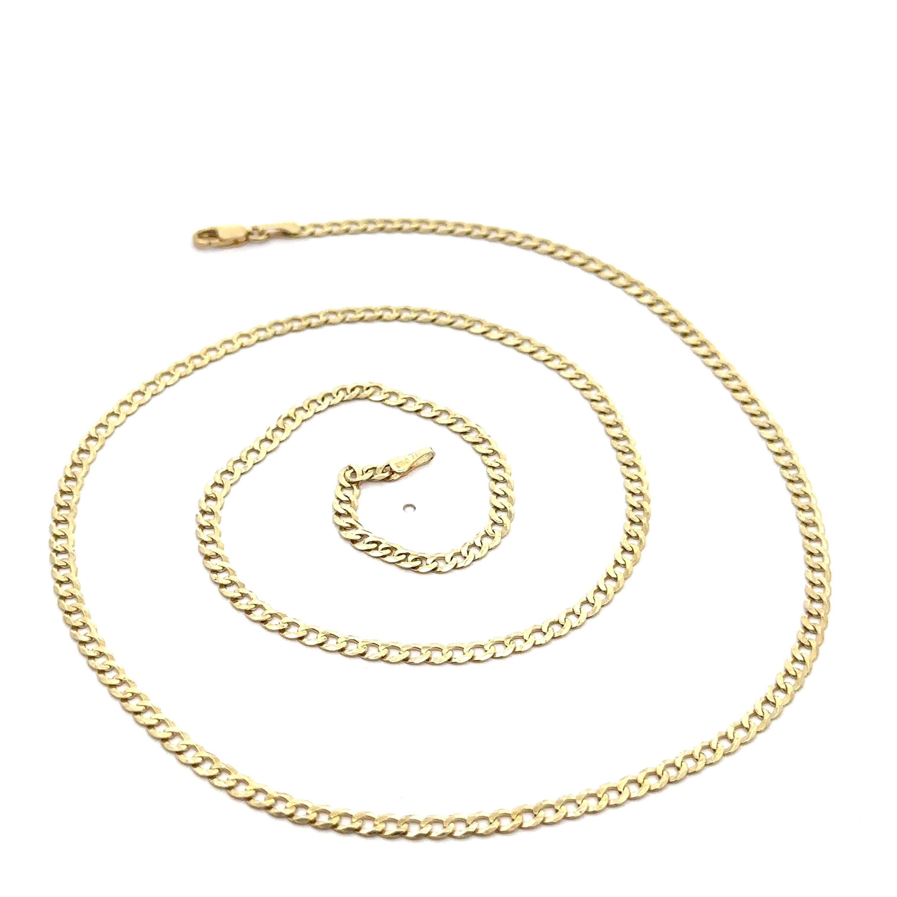 Collana a catena cubana unisex in oro giallo 10k con taglio diamante piatto da 3 mm e 22 pollici A Link in vendita 2