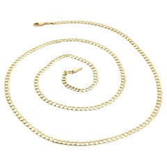 Collar unisex de cadena de eslabones cubanos con corte de diamante plano de 3 mm y 22" de oro amarillo de 10k