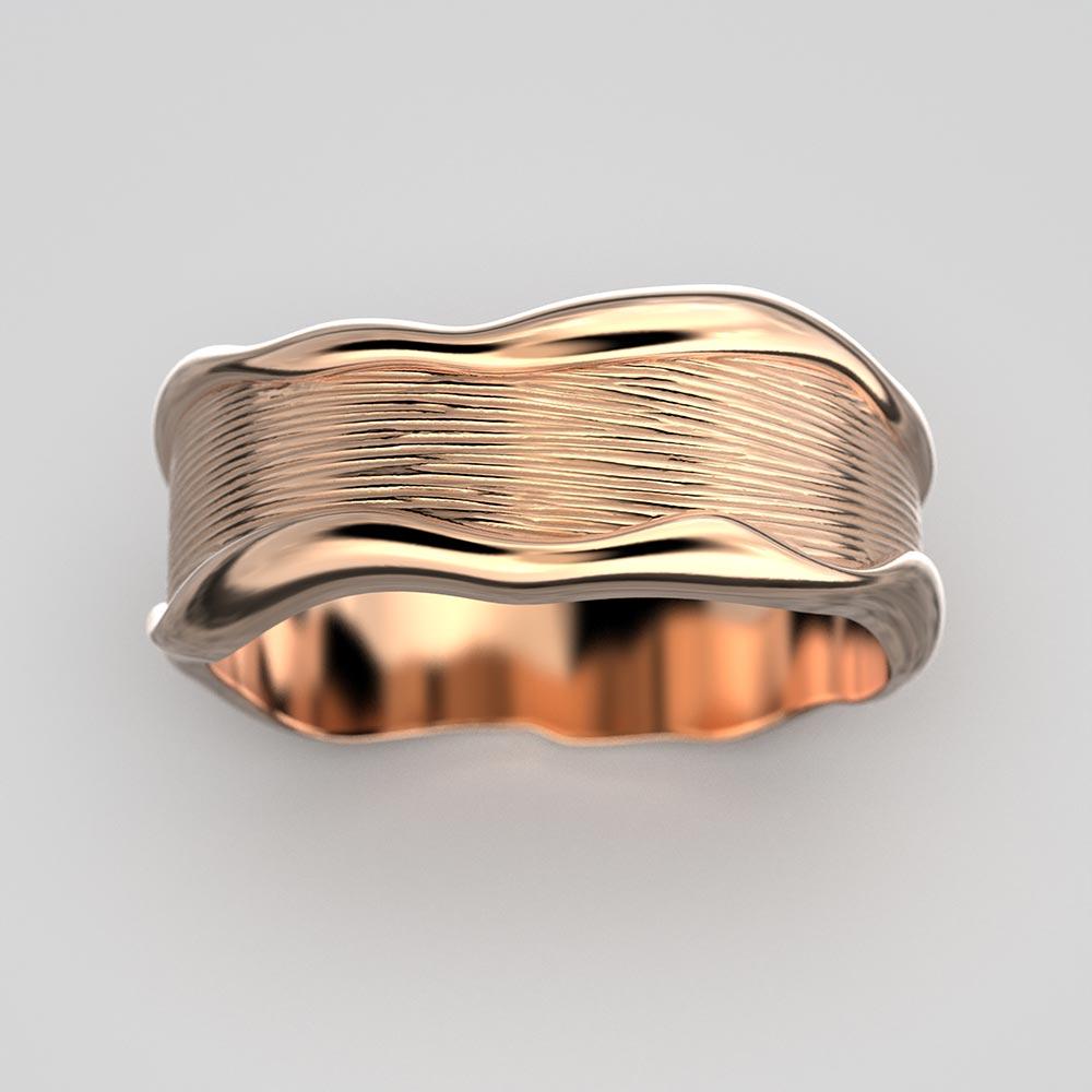 For Sale:  Unisex 14k Gold Band Ring Made in Italy by Oltremare Gioielli, Hand-Engraved. 3