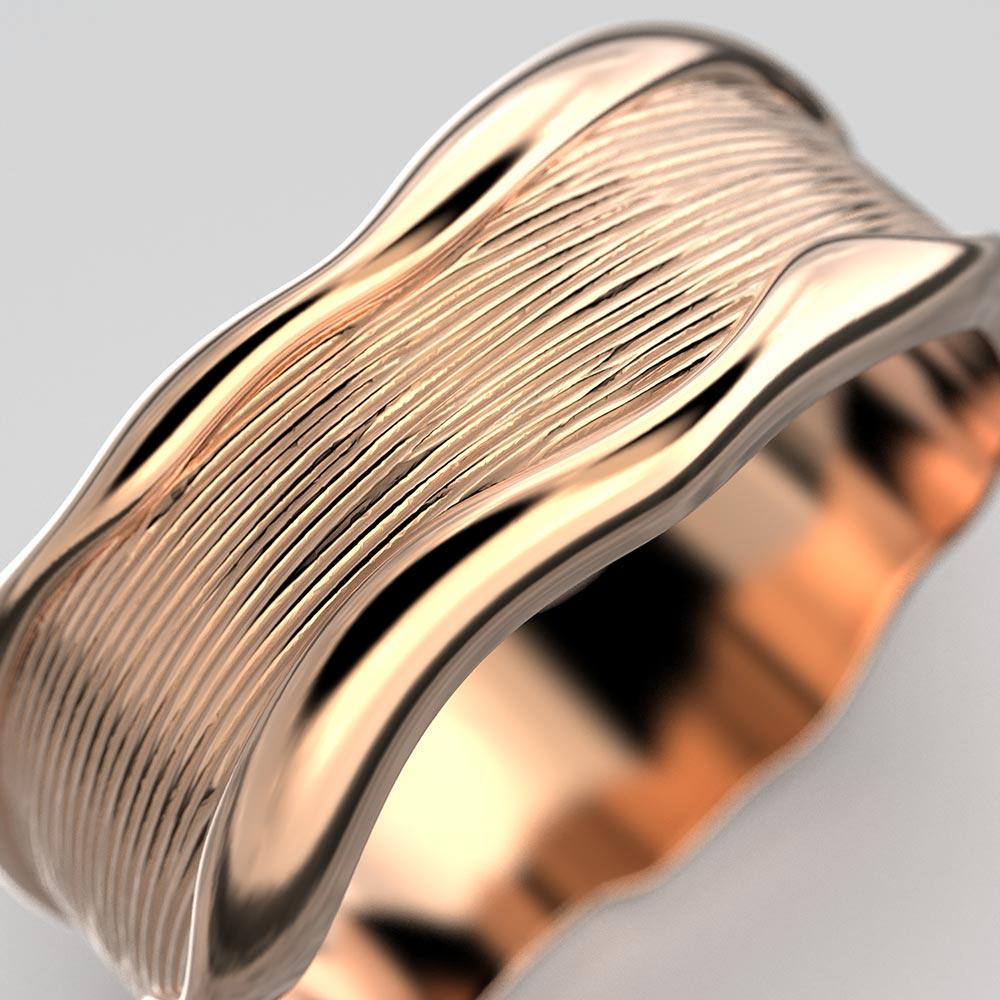 For Sale:  Unisex 14k Gold Band Ring Made in Italy by Oltremare Gioielli, Hand-Engraved. 6