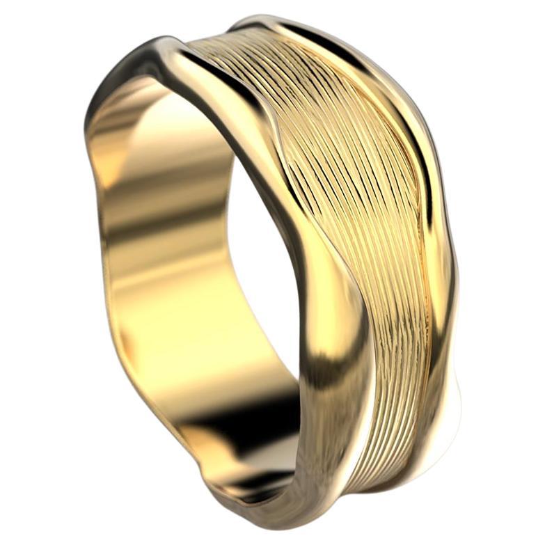 For Sale:  Unisex 14k Gold Band Ring Made in Italy by Oltremare Gioielli, Hand-Engraved.