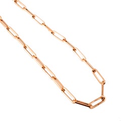 Unisex 14K Rose Gold 5.20mm Oval Paper Clip Link Chain Necklace