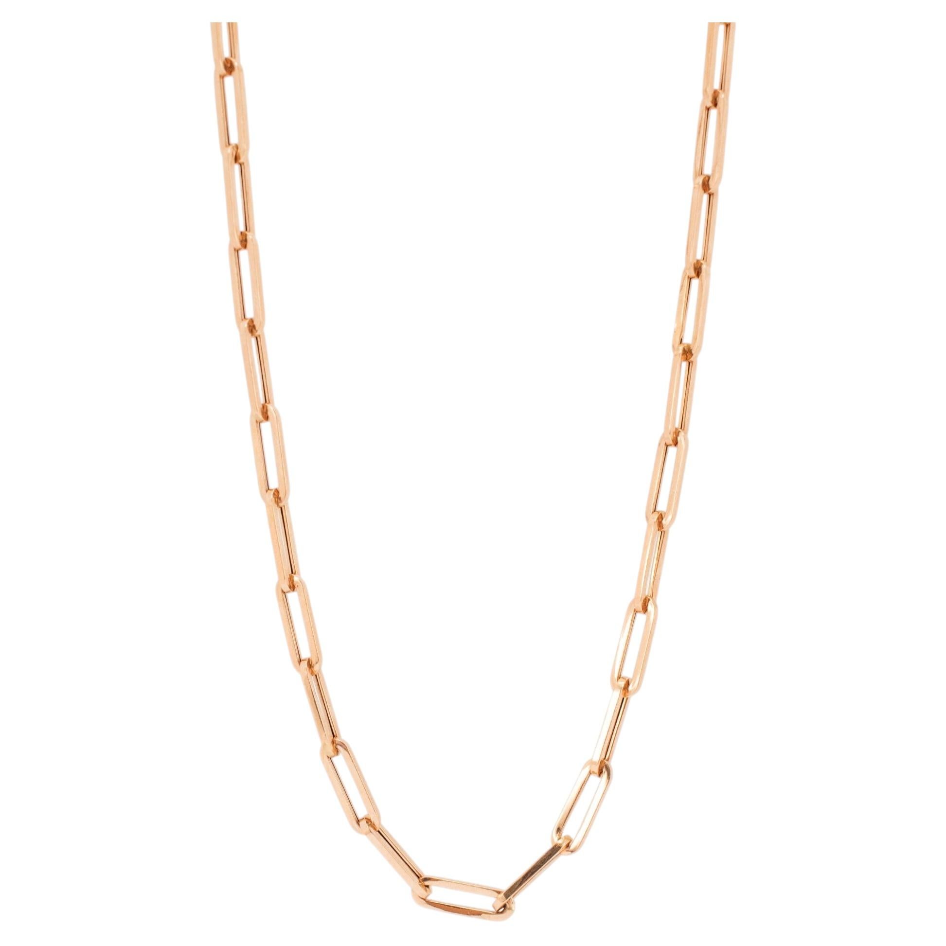 Collana unisex con catena a maglie a forma di graffetta ovali da 5,20 mm in oro rosa 14 carati