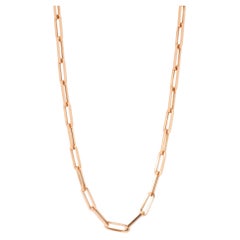 Unisex 14K Rose Gold 5.20mm Oval Paper Clip Link Chain Necklace