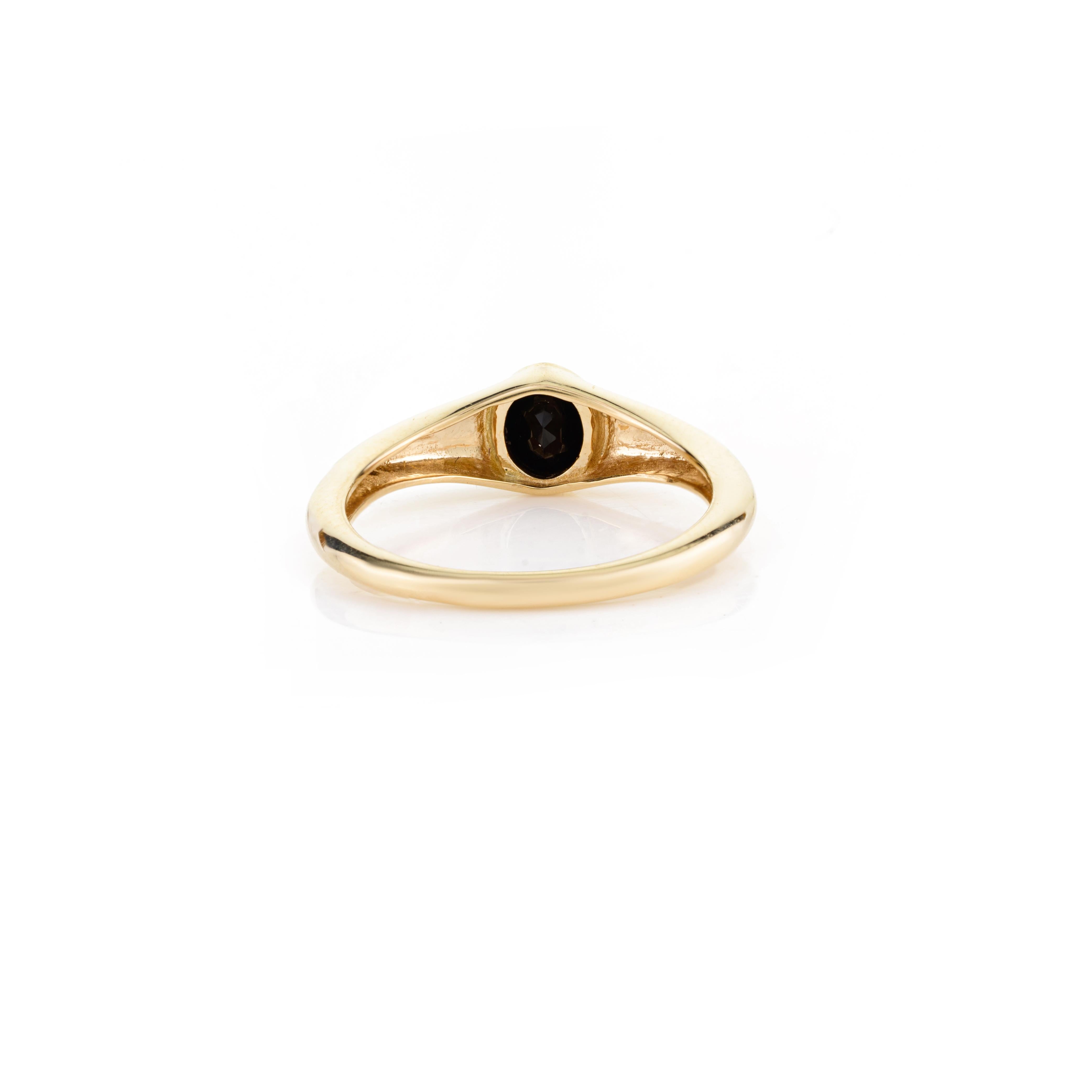For Sale:  Unisex 14k Solid Yellow Gold Black Onyx Promise Everyday Ring 7