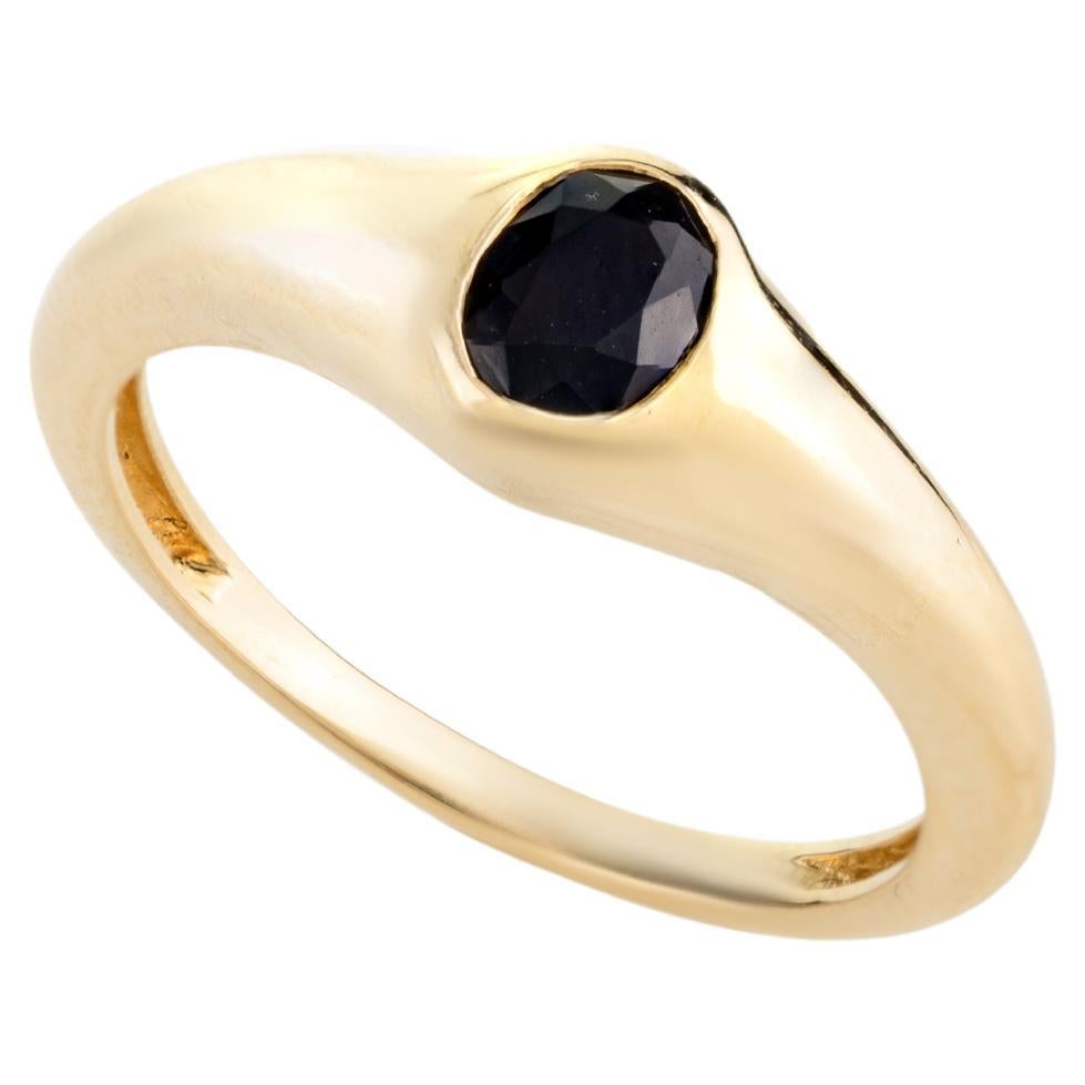 For Sale:  Unisex 14k Solid Yellow Gold Black Onyx Promise Everyday Ring