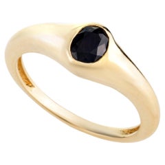 Unisex 14k Solid Yellow Gold Black Onyx Promise Everyday Ring