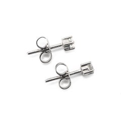 Unisex 14K White Gold 0.16ctw Round Diamond Push Back Petite Stud Earrings