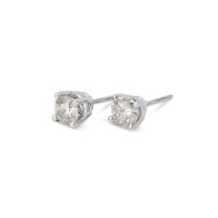 Unisex 14K White Gold 0.44ctw Round Diamond Screw Back Petite Stud Earrings