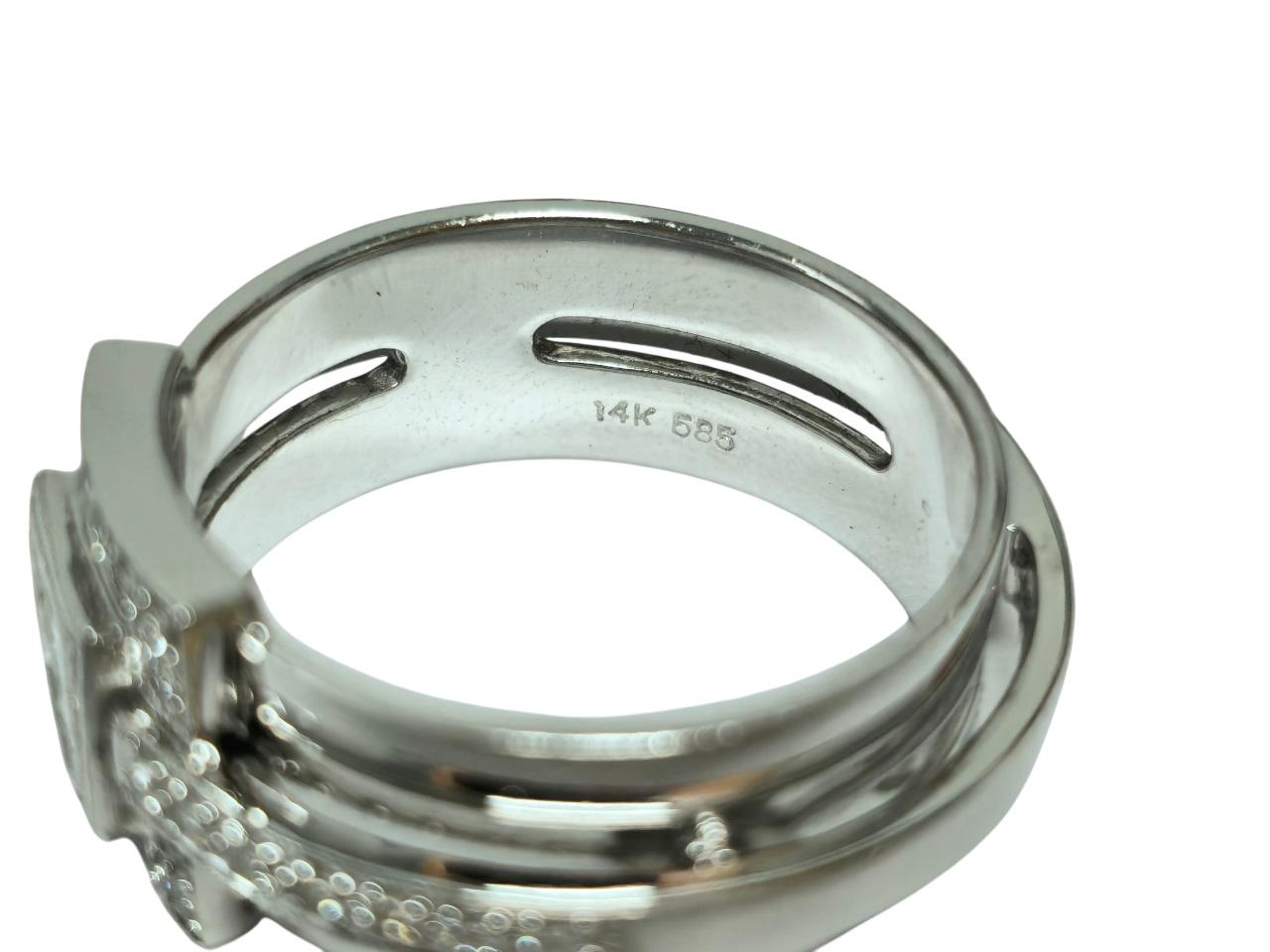 Unisex, 14K White Gold & 1.00ct Diamond Ring In Excellent Condition For Sale In Miami, FL