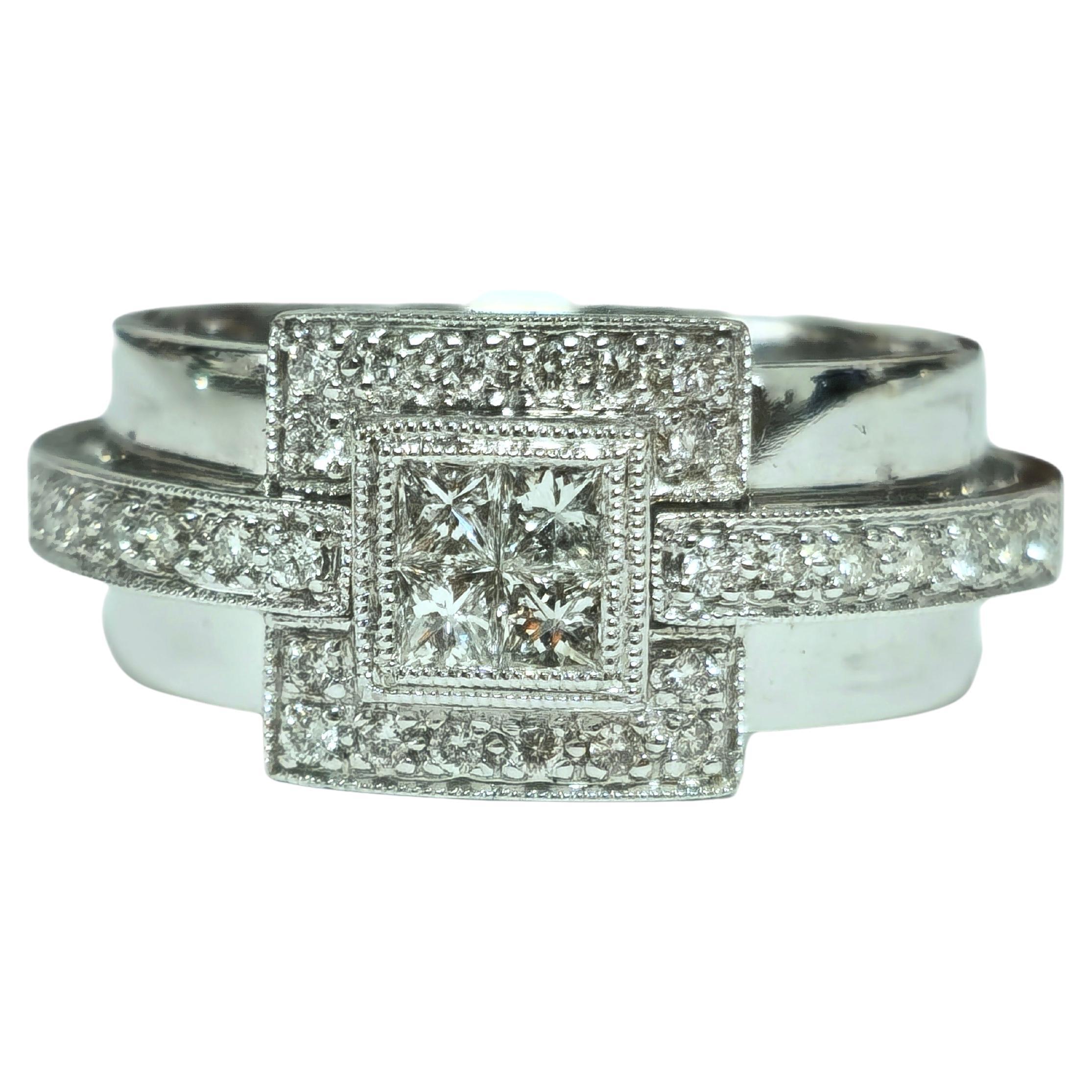Unisex, Anillo de Oro Blanco de 14K y Diamante de 1.00ct