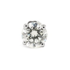 Unisex 14K White Gold 2.14ctw Round Cut Diamond 4 Prong Push Back Stud Earrings