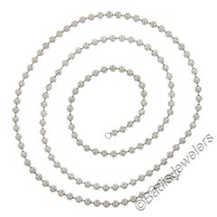 Unisex 14k White Gold 28" Long 3.9mm Moon Cut Ball Bead Chain Necklace