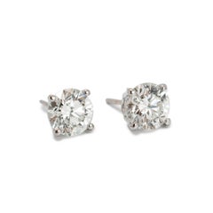 Unisex 14K White Gold 4 Prong Push Back 1.60ct Round Diamond Stud Earrings