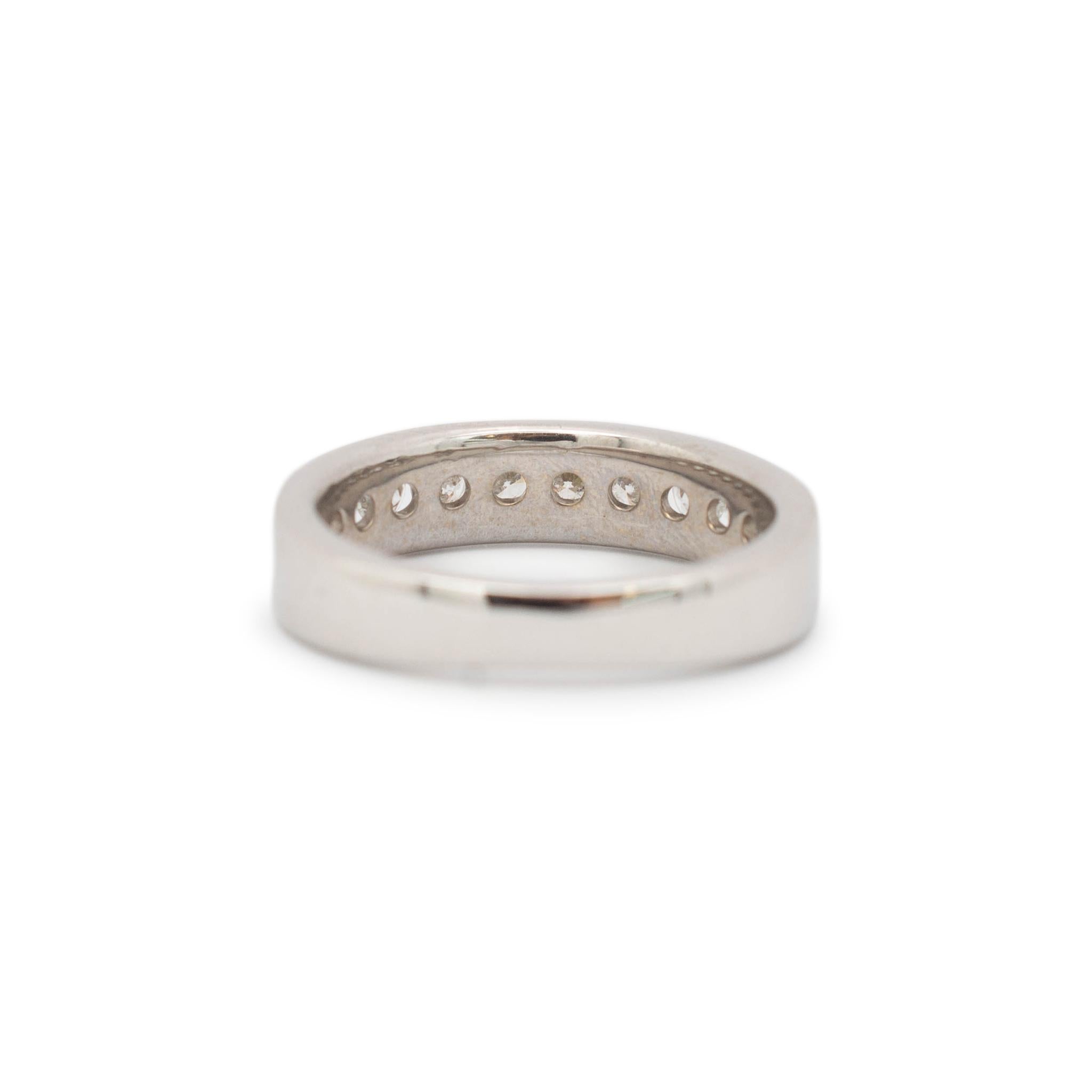 Unisex 14K White Gold Channel Diamond Wedding Band For Sale 3
