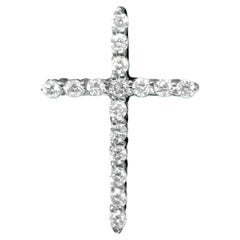 Croix unisexe en or blanc 14 carats et diamants Croix religieuse