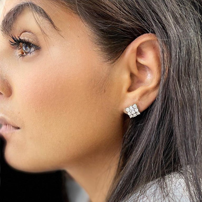 Unisex 14K White Gold Diamond Stud Earrings For Sale at 1stDibs