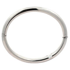 Offener Armreif mit Scharnier, Unisex 14k Weißgold Poliertes Rohr Stapelbarer Scharnier