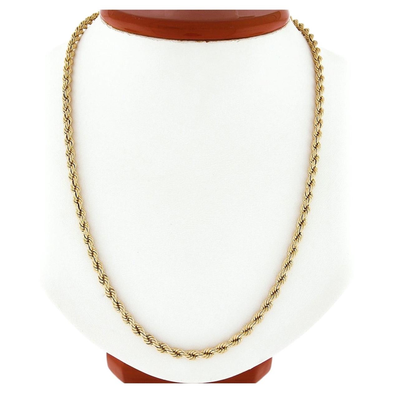 Collana unisex in oro giallo 14K da 20,5" con catena solida da 4 mm e chiusura a pressione a barilotto