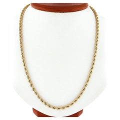 Unisex 14K Yellow Gold 20.5" 4mm Solid Rope Chain Necklace w/ Barrel Push Clasp