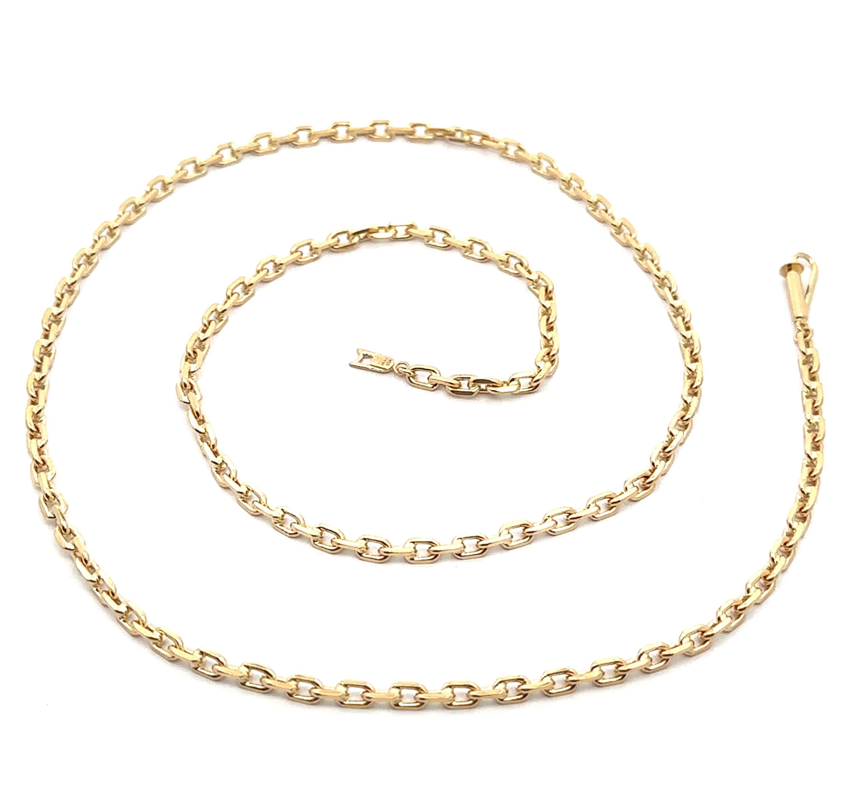 Collier unisexe en or jaune 14k à maillons biseautés 22