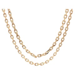 Collier unisexe en or jaune 14k à maillons biseautés 22" Fermoir à verrouillage facile