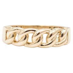 Unisex 14K Yellow Gold Cuban Link Band Ring