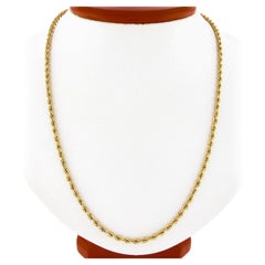 Unisex 14K Yellow Gold Long 29.5" 3.1mm Rope Chain Necklace w/ Unique Clasp